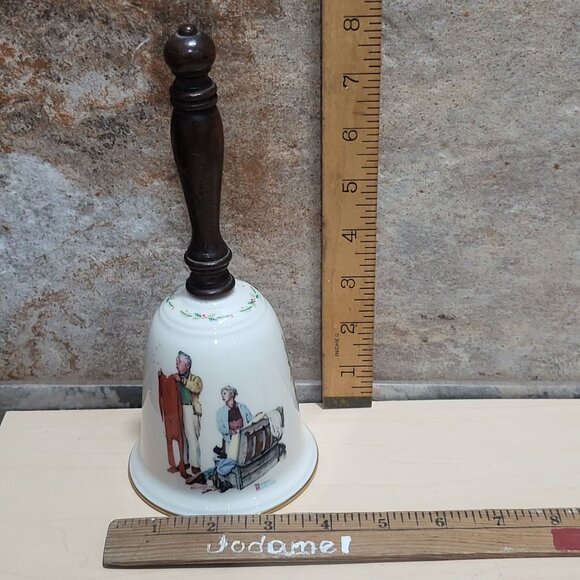 Gorham Norman Rockwell Chilly Reception Porcelain Bell 1980 - Picture 9 of 12